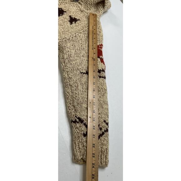 Vintage Cowichan Wool Full Zip Up Hand Knit Sweater Skier Winter Ski Small - Picture 8 of 8